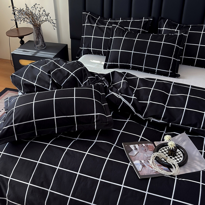 91家纺网 家纺一手货源 找家纺 茗婷家纺 2025新款防水隔尿被套可水洗机洗瘫痪老人宠物专用被套三四件套 黑白格