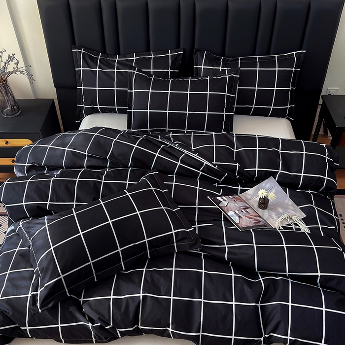 91家纺网 家纺一手货源 找家纺 茗婷家纺 2025新款防水隔尿被套可水洗机洗瘫痪老人宠物专用被套三四件套 黑白格