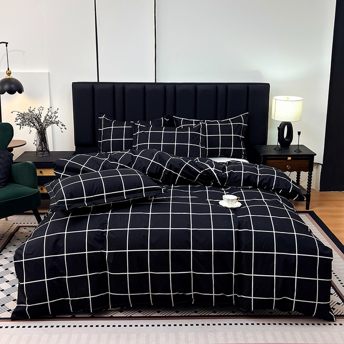 91家纺网 家纺一手货源 找家纺 茗婷家纺 2025新款防水隔尿被套可水洗机洗瘫痪老人宠物专用被套三四件套 黑白格