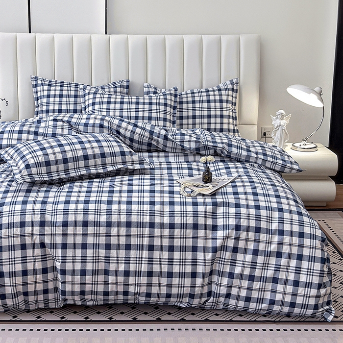 91家纺网 家纺一手货源 找家纺 茗婷家纺 2025新款防水隔尿被套可水洗机洗瘫痪老人宠物专用被套三四件套 经典蓝白格