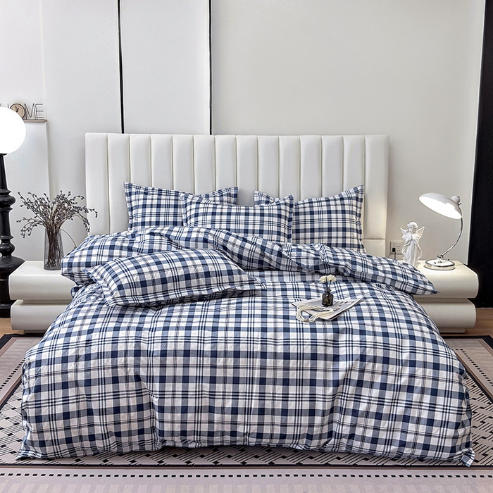 91家纺网 家纺一手货源 找家纺 茗婷家纺 2025新款防水隔尿被套可水洗机洗瘫痪老人宠物专用被套三四件套 经典蓝白格