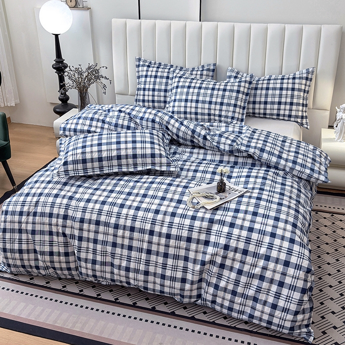 91家纺网 家纺一手货源 找家纺 茗婷家纺 2025新款防水隔尿被套可水洗机洗瘫痪老人宠物专用被套三四件套 经典蓝白格