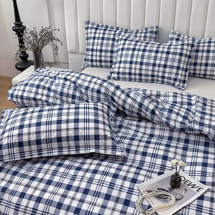 91家纺网 家纺一手货源 找家纺 茗婷家纺 2025新款防水隔尿被套可水洗机洗瘫痪老人宠物专用被套三四件套 经典蓝白格