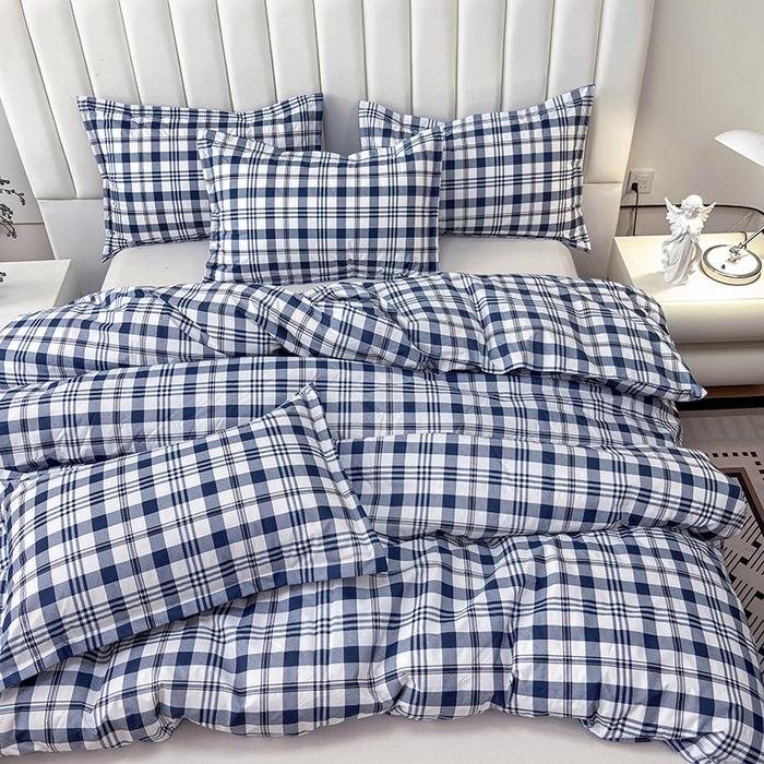 91家纺网 家纺一手货源 找家纺 茗婷家纺 2025新款防水隔尿被套可水洗机洗瘫痪老人宠物专用被套三四件套 经典蓝白格