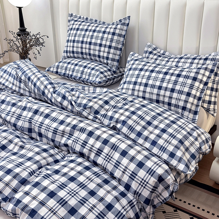 91家纺网 家纺一手货源 找家纺 茗婷家纺 2025新款防水隔尿被套可水洗机洗瘫痪老人宠物专用被套三四件套 经典蓝白格