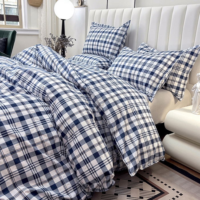 91家纺网 家纺一手货源 找家纺 茗婷家纺 2025新款防水隔尿被套可水洗机洗瘫痪老人宠物专用被套三四件套 经典蓝白格