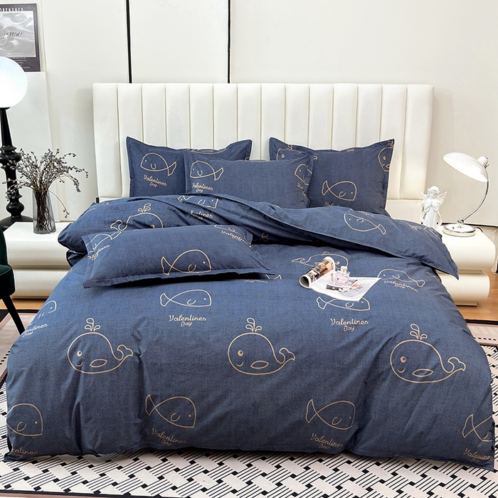 91家纺网 家纺一手货源 找家纺 茗婷家纺 2025新款防水隔尿被套可水洗机洗瘫痪老人宠物专用被套三四件套 小鲸鱼