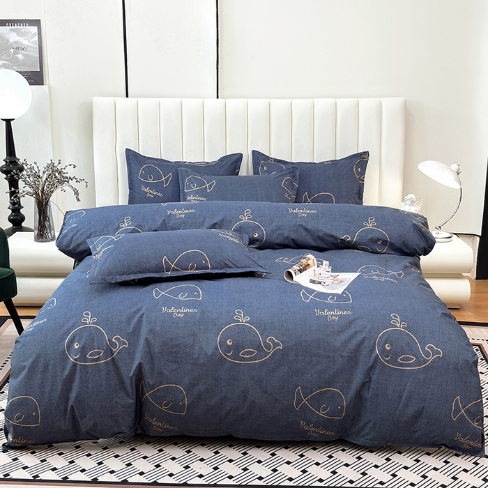 91家纺网 家纺一手货源 找家纺 茗婷家纺 2025新款防水隔尿被套可水洗机洗瘫痪老人宠物专用被套三四件套 小鲸鱼