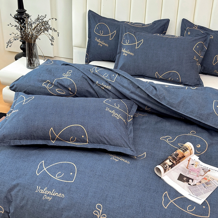 91家纺网 家纺一手货源 找家纺 茗婷家纺 2025新款防水隔尿被套可水洗机洗瘫痪老人宠物专用被套三四件套 小鲸鱼