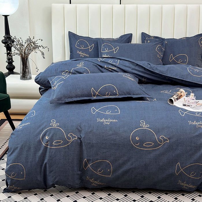 91家纺网 家纺一手货源 找家纺 茗婷家纺 2025新款防水隔尿被套可水洗机洗瘫痪老人宠物专用被套三四件套 小鲸鱼