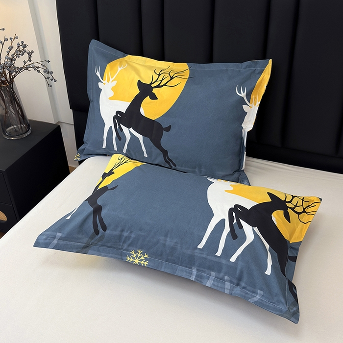 91家纺网 家纺一手货源 找家纺 茗婷家纺 2025新款防水隔尿被套可水洗机洗瘫痪老人宠物专用被套三四件套 月影麋鹿