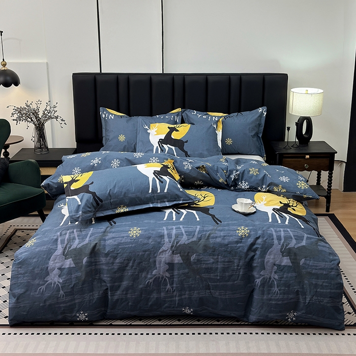 91家纺网 家纺一手货源 找家纺 茗婷家纺 2025新款防水隔尿被套可水洗机洗瘫痪老人宠物专用被套三四件套 月影麋鹿