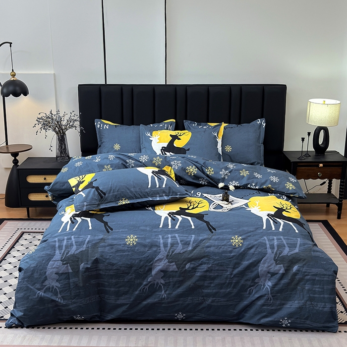 91家纺网 家纺一手货源 找家纺 茗婷家纺 2025新款防水隔尿被套可水洗机洗瘫痪老人宠物专用被套三四件套 月影麋鹿