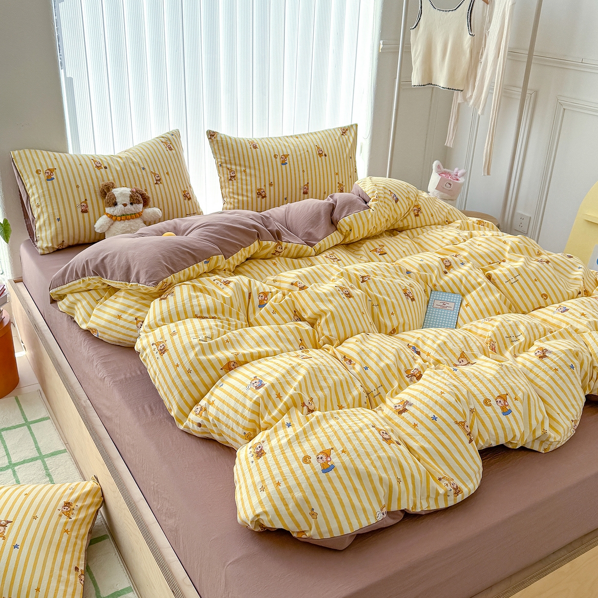 91家纺网 家纺一手货源 找家纺 （总）竹合家纺 2026新款春款A类古法水洗仿棉云感棉小布袋四件套