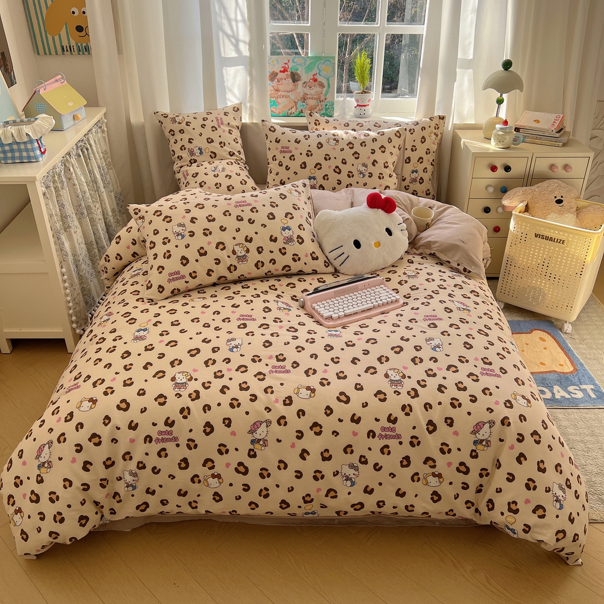 91家纺网 家纺一手货源 找家纺 （总）六巷胡同 2026春夏新款INS卡通基础款全棉纯棉四件套-系列一