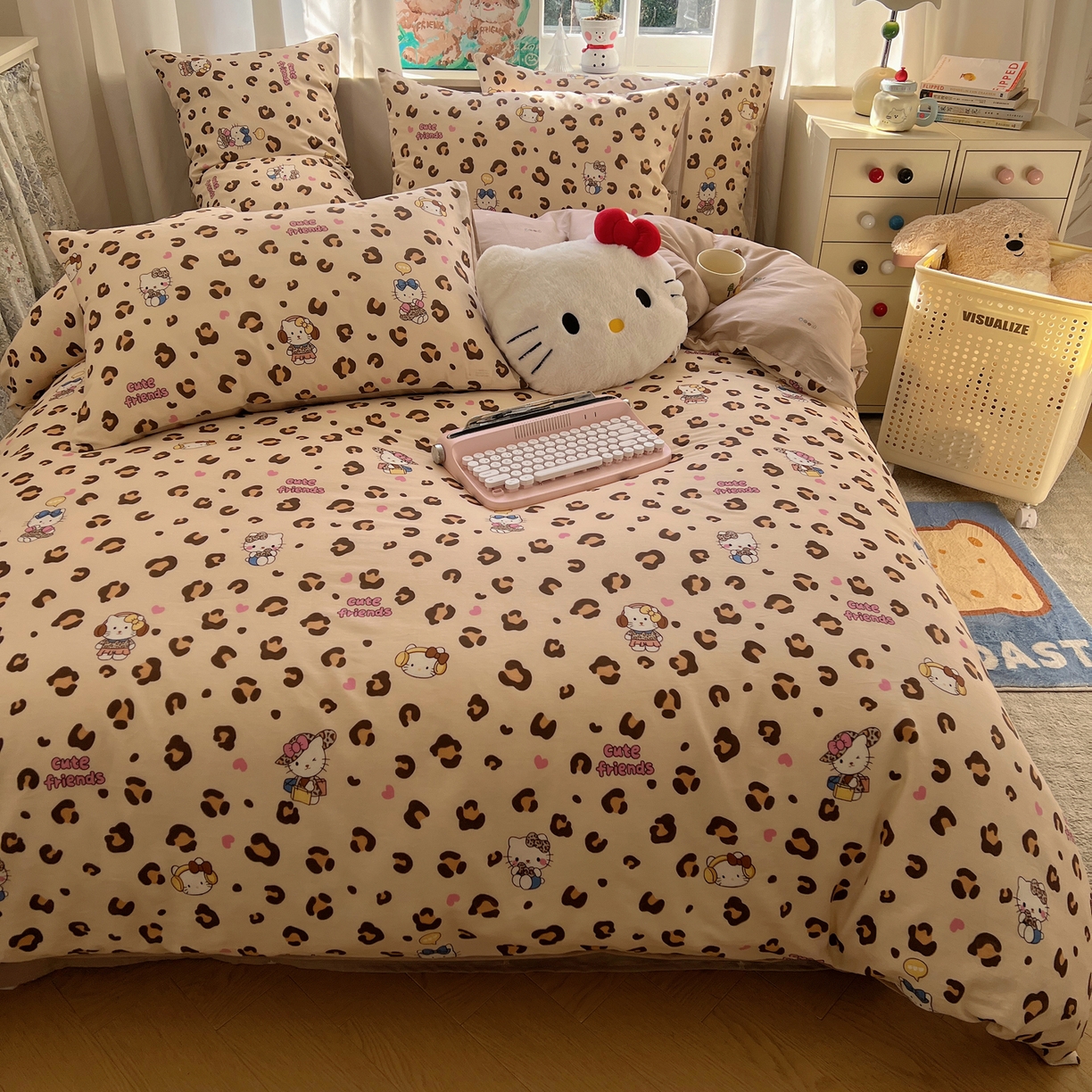 91家纺网 家纺一手货源 找家纺 （总）六巷胡同 2026春夏新款INS卡通基础款全棉纯棉四件套-系列一