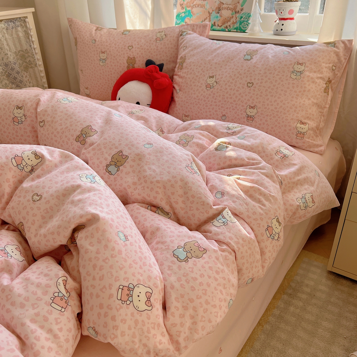 91家纺网 家纺一手货源 找家纺 （总）六巷胡同 2026春夏新款INS卡通基础款全棉纯棉四件套-系列一