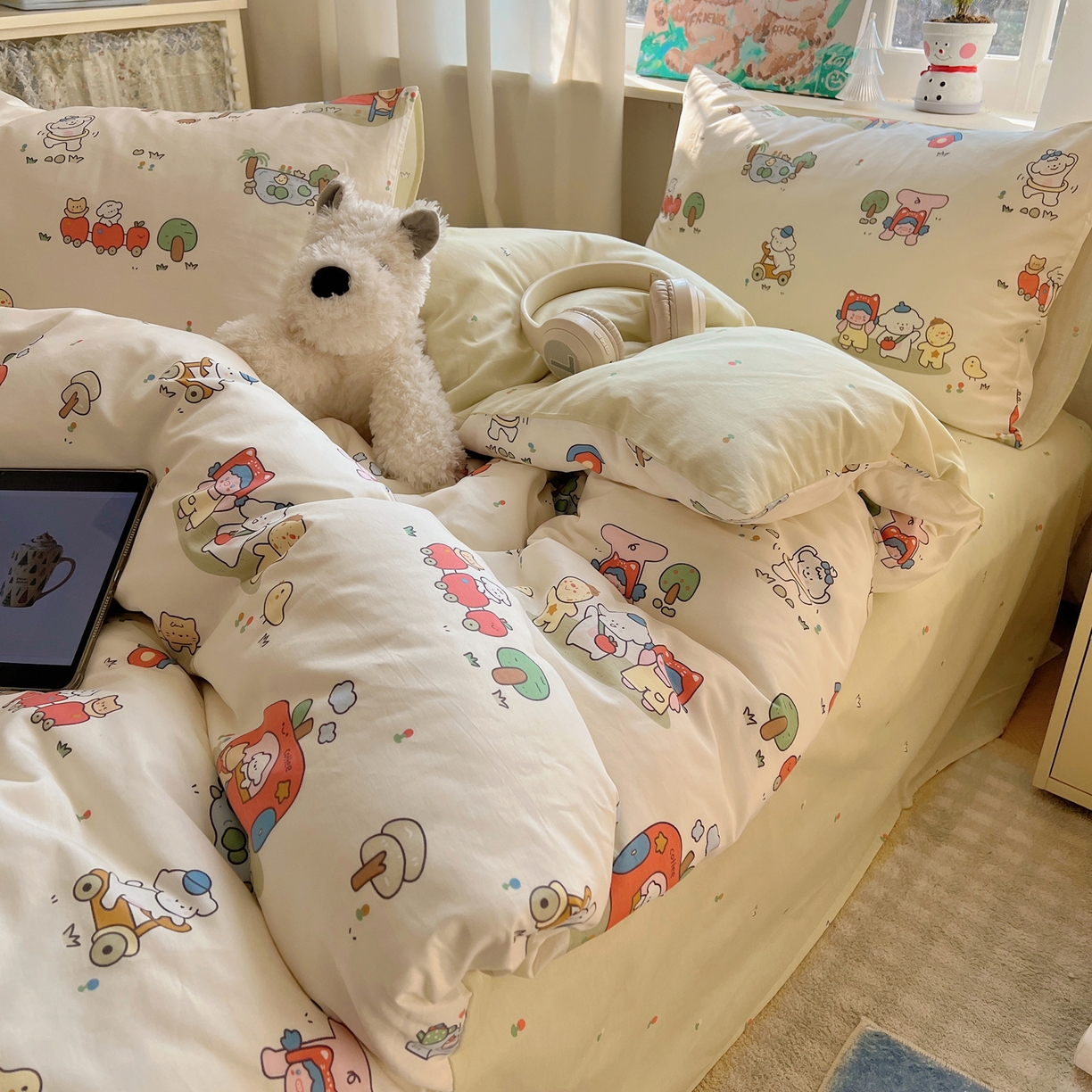 91家纺网 家纺一手货源 找家纺 （总）六巷胡同 2026春夏新款INS卡通基础款全棉纯棉四件套-系列一