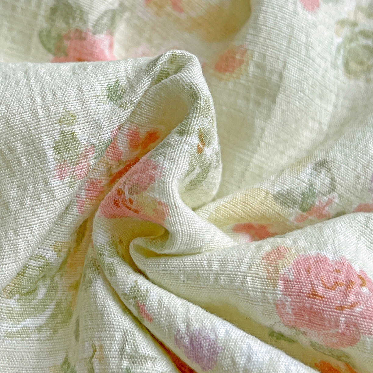 91家纺网 家纺一手货源 找家纺 一比一 2026新款云感皱皱双层纱四件套-全棉花边款【控价99元销售】半夏绿