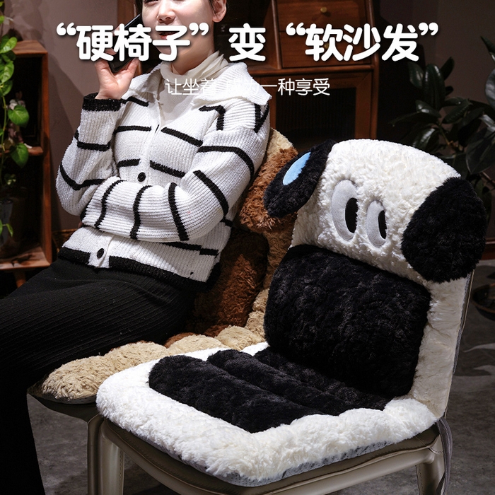 91家纺网 家纺一手货源 找家纺 仟亿莱 2025新款大眼仔刷花汽车坐垫 大眼仔白狗-前排坐垫