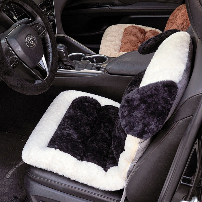 91家纺网 家纺一手货源 找家纺 仟亿莱 2025新款大眼仔刷花汽车坐垫 大眼仔白狗-前排坐垫