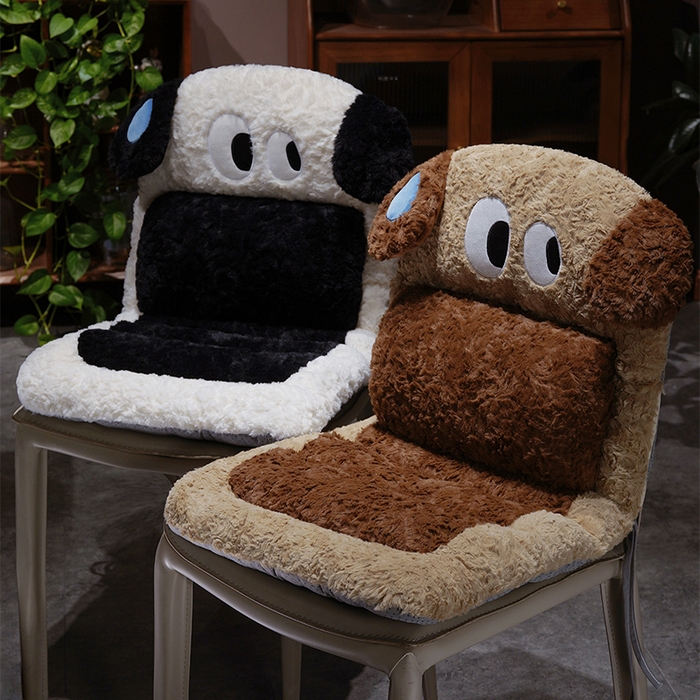 91家纺网 家纺一手货源 找家纺 仟亿莱 2025新款大眼仔刷花汽车坐垫 大眼仔咖啡狗-前排坐垫