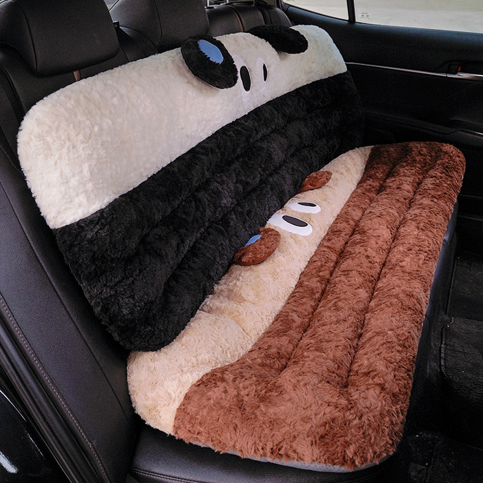 91家纺网 家纺一手货源 找家纺 仟亿莱 2025新款大眼仔刷花汽车坐垫 大眼仔白狗-后排坐垫