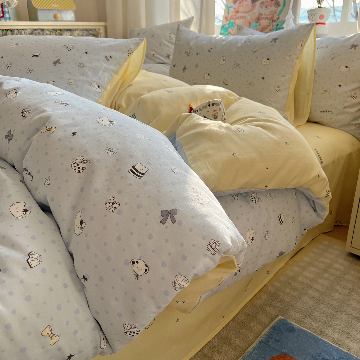 91家纺网 家纺一手货源 找家纺 六巷胡同 2026春夏新款INS卡通基础款全棉纯棉四件套-系列一 海滩欢乐季