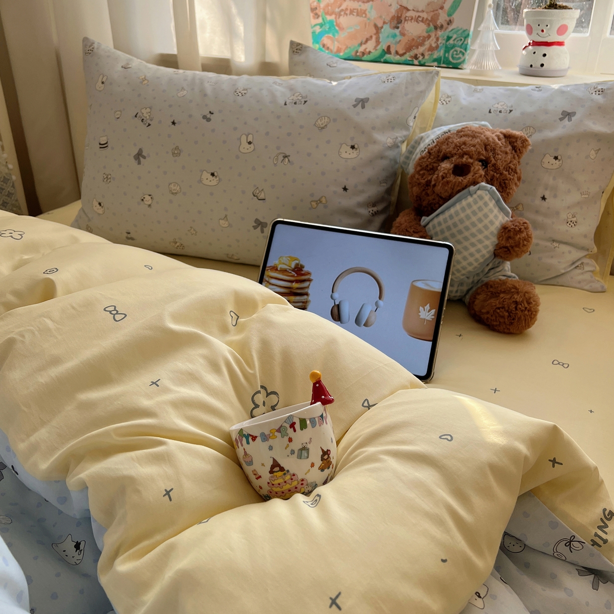 91家纺网 家纺一手货源 找家纺 六巷胡同 2026春夏新款INS卡通基础款全棉纯棉四件套-系列一 海滩欢乐季