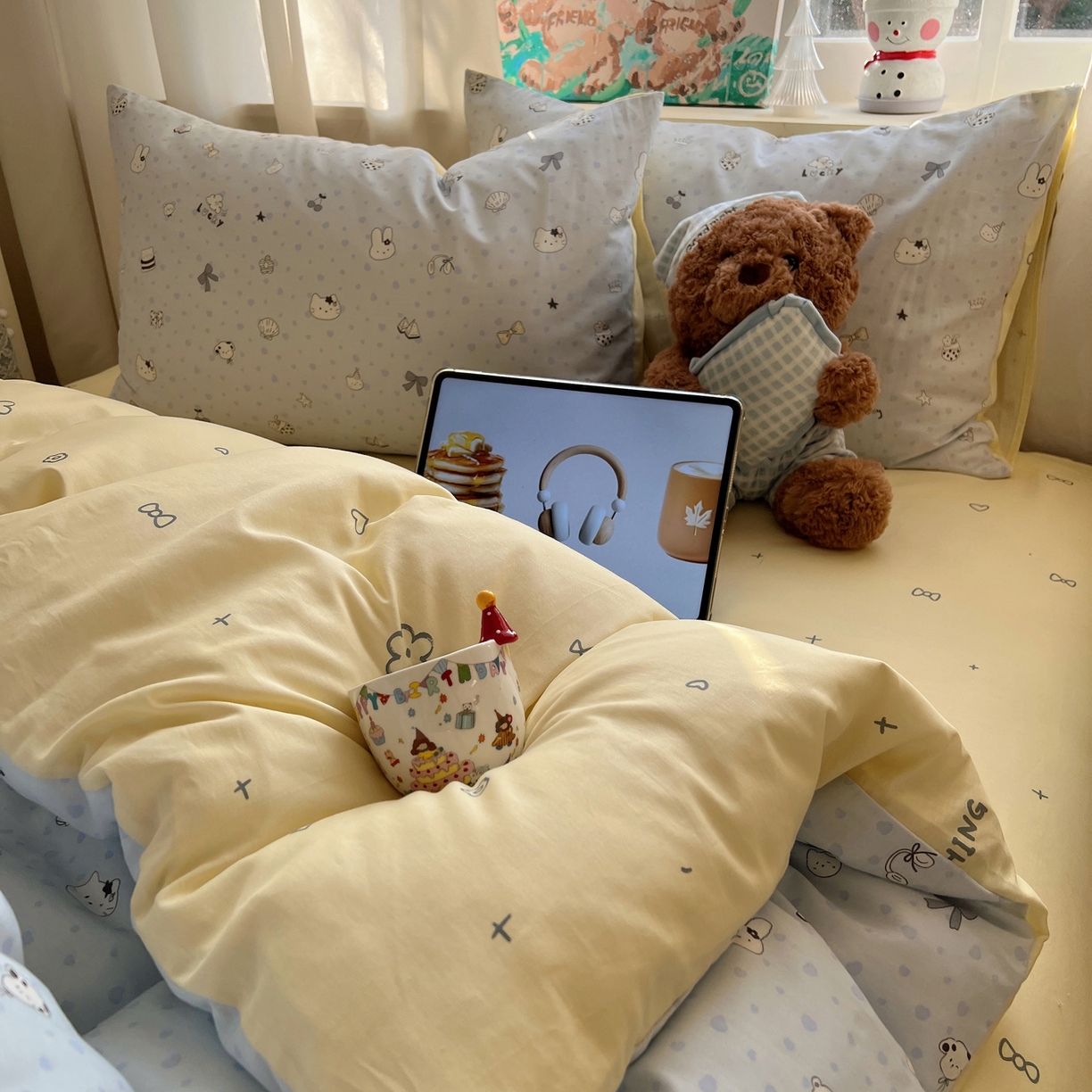 91家纺网 家纺一手货源 找家纺 六巷胡同 2026春夏新款INS卡通基础款全棉纯棉四件套-系列一 海滩欢乐季