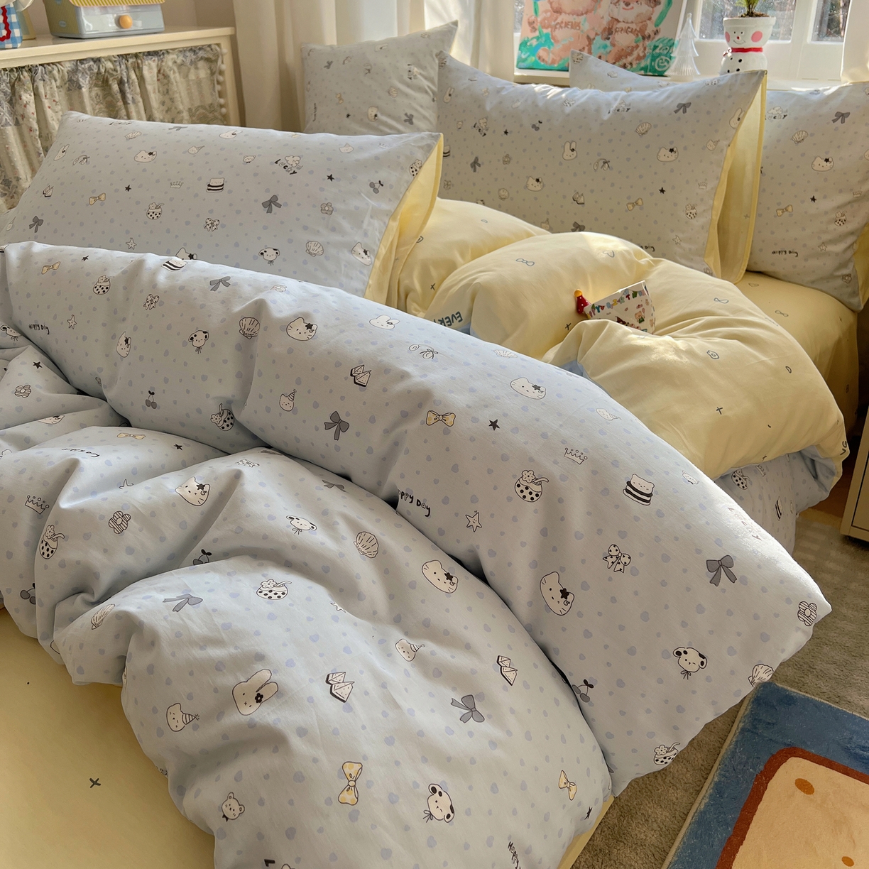 91家纺网 家纺一手货源 找家纺 六巷胡同 2026春夏新款INS卡通基础款全棉纯棉四件套-系列一 海滩欢乐季