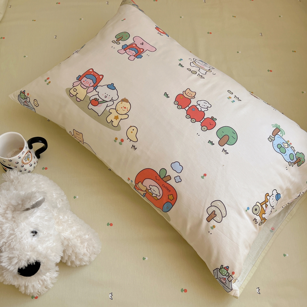 91家纺网 家纺一手货源 找家纺 六巷胡同 2026春夏新款INS卡通基础款全棉纯棉四件套-系列一 假日公园记