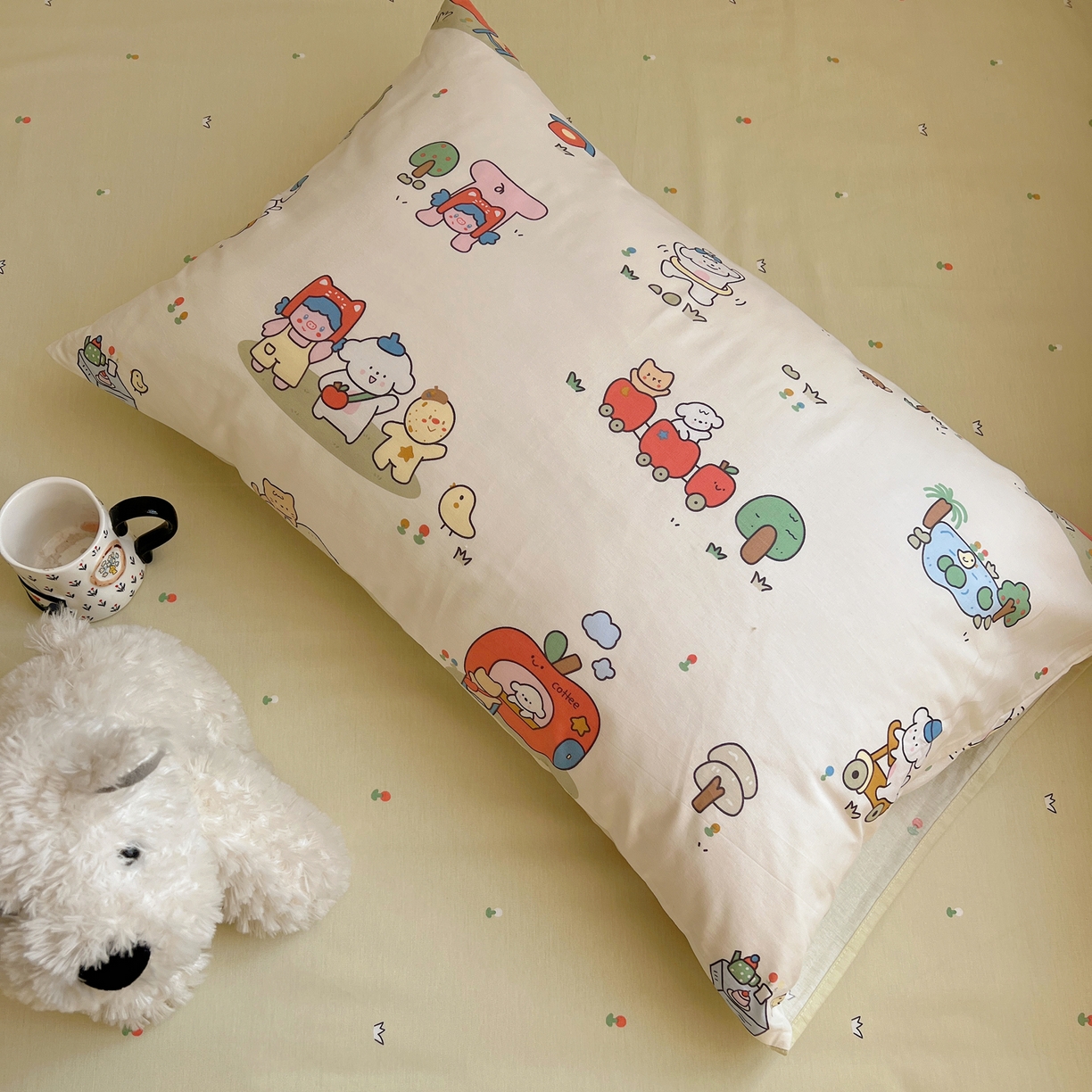 91家纺网 家纺一手货源 找家纺 六巷胡同 2026春夏新款INS卡通基础款全棉纯棉四件套-系列一 假日公园记