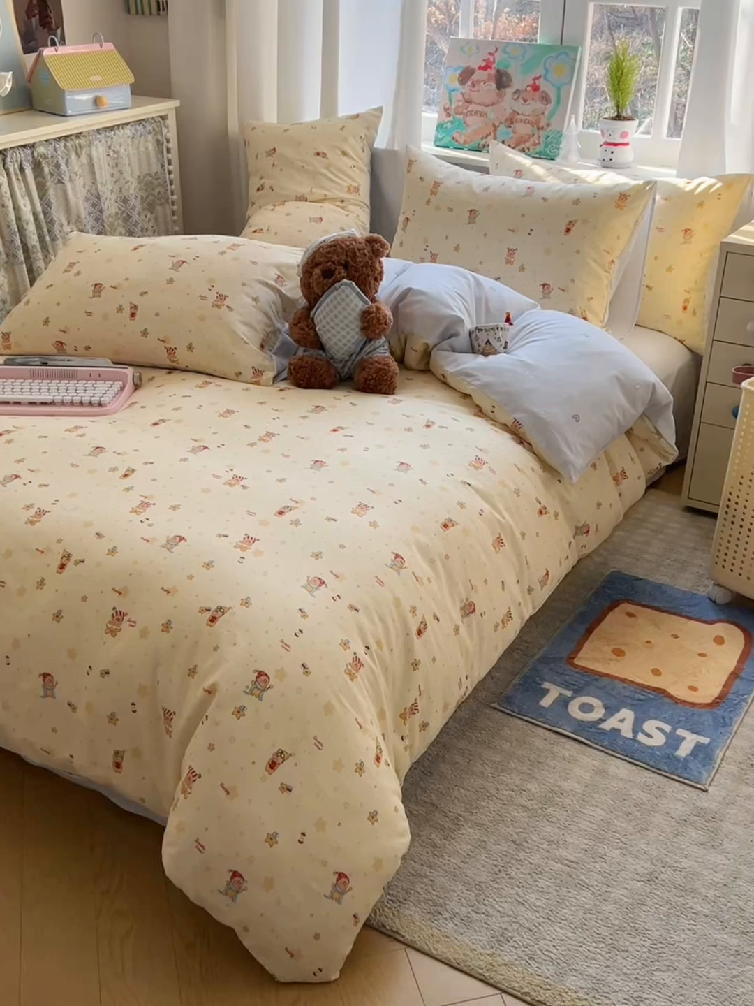 91家纺网 家纺一手货源 找家纺 六巷胡同 2026春夏新款INS卡通基础款全棉纯棉四件套-系列一 魔法星星仔