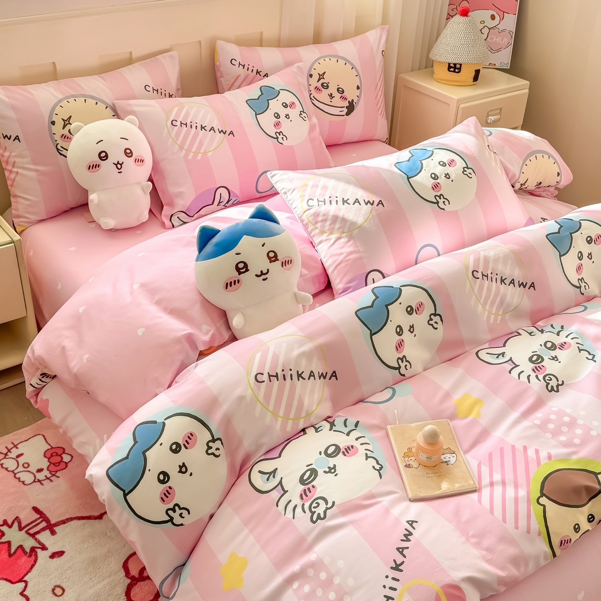 91家纺网 家纺一手货源 找家纺 博雅 2025新款吉伊卡哇正版授权全棉卡通印花四件套 家族吉伊卡哇