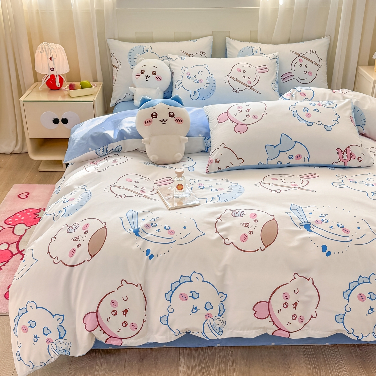 91家纺网 家纺一手货源 找家纺 博雅 2025新款吉伊卡哇正版授权全棉卡通印花四件套 白色吉伊卡哇