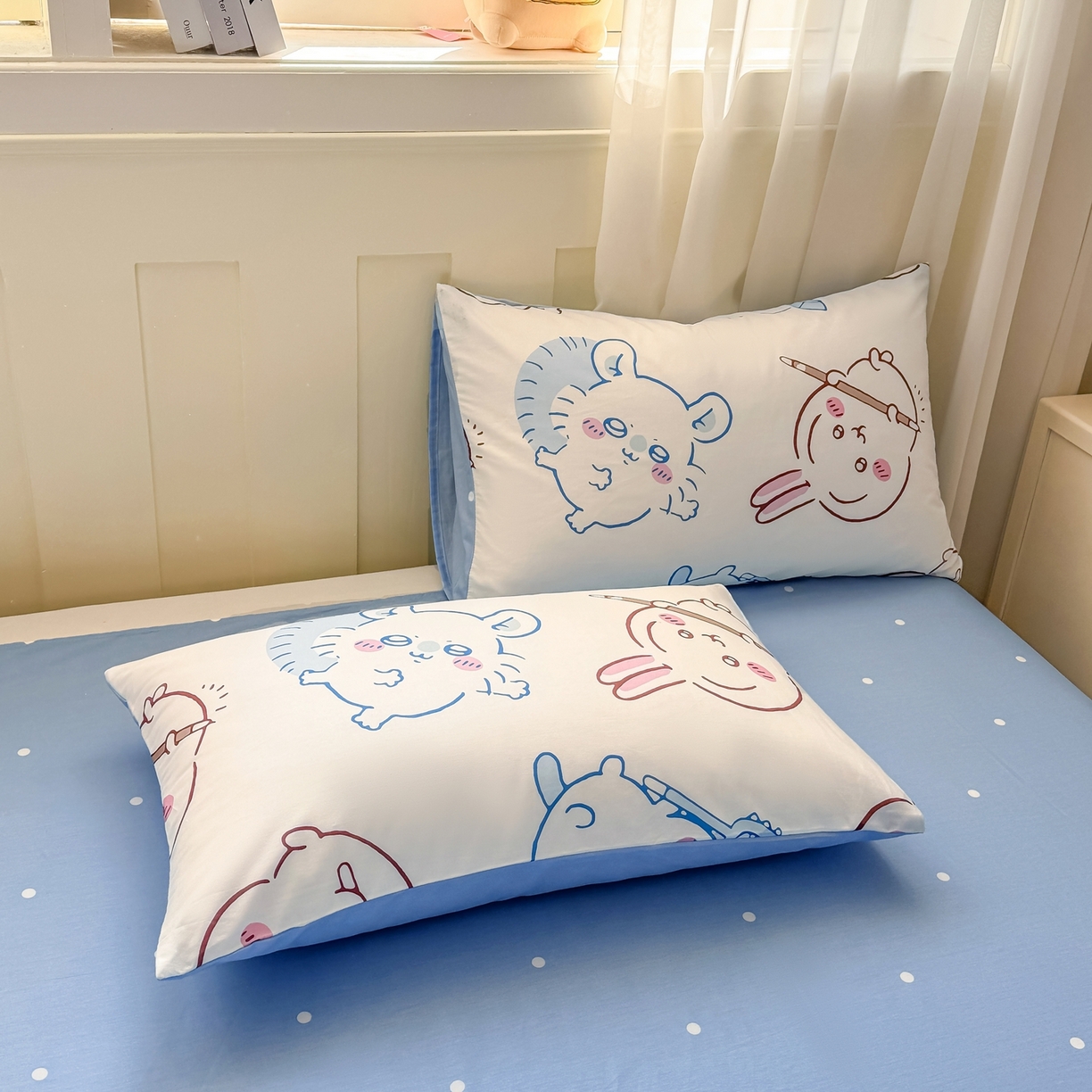 91家纺网 家纺一手货源 找家纺 博雅 2025新款吉伊卡哇正版授权全棉卡通印花四件套 白色吉伊卡哇