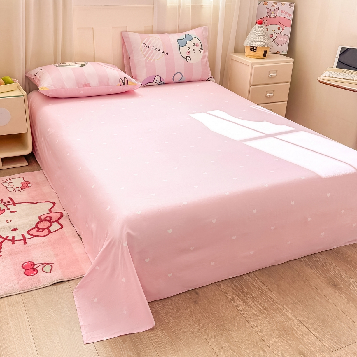 91家纺网 家纺一手货源 找家纺 博雅 2025新款吉伊卡哇正版授权全棉卡通印花四件套 家族吉伊卡哇