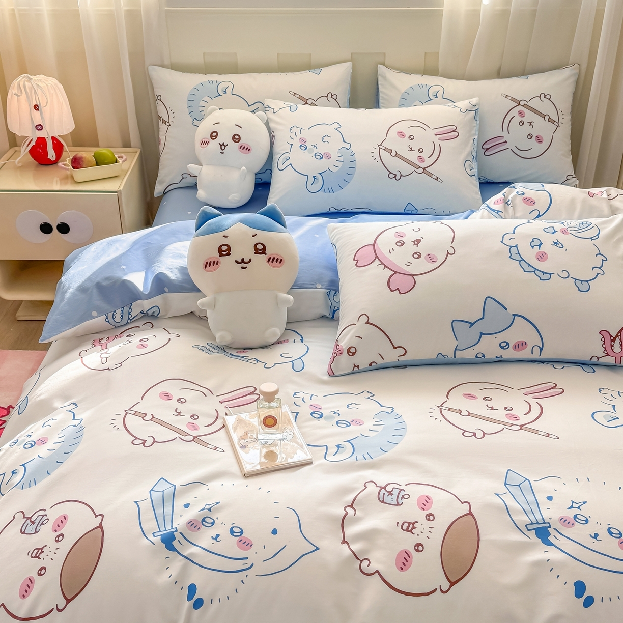 91家纺网 家纺一手货源 找家纺 博雅 2025新款吉伊卡哇正版授权全棉卡通印花四件套 白色吉伊卡哇