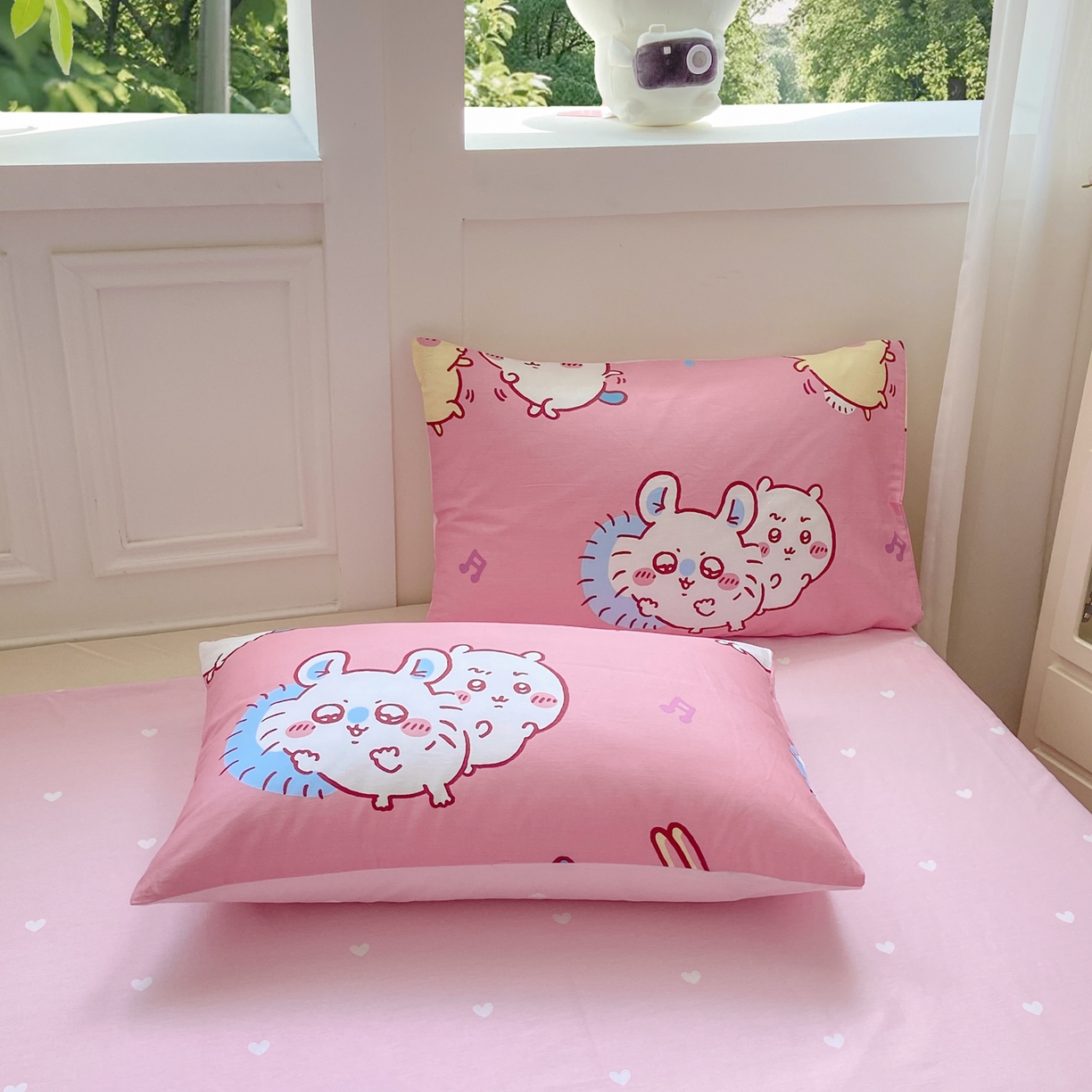 91家纺网 家纺一手货源 找家纺 博雅 2025新款吉伊卡哇正版授权全棉卡通印花四件套 粉色吉伊卡哇