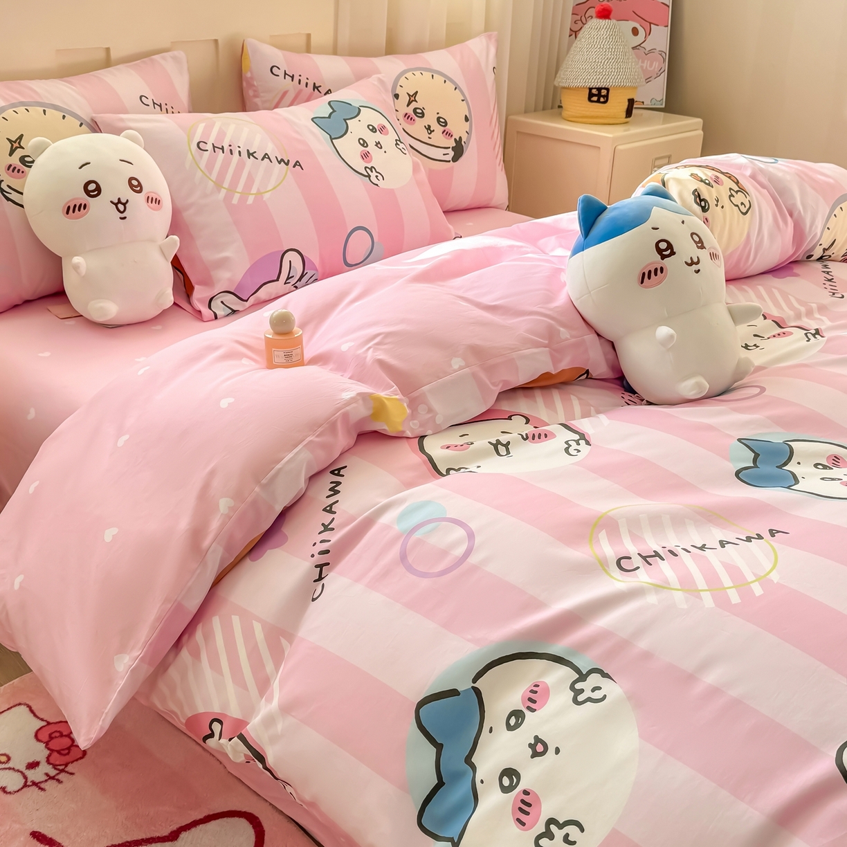 91家纺网 家纺一手货源 找家纺 博雅 2025新款吉伊卡哇正版授权全棉卡通印花四件套 家族吉伊卡哇