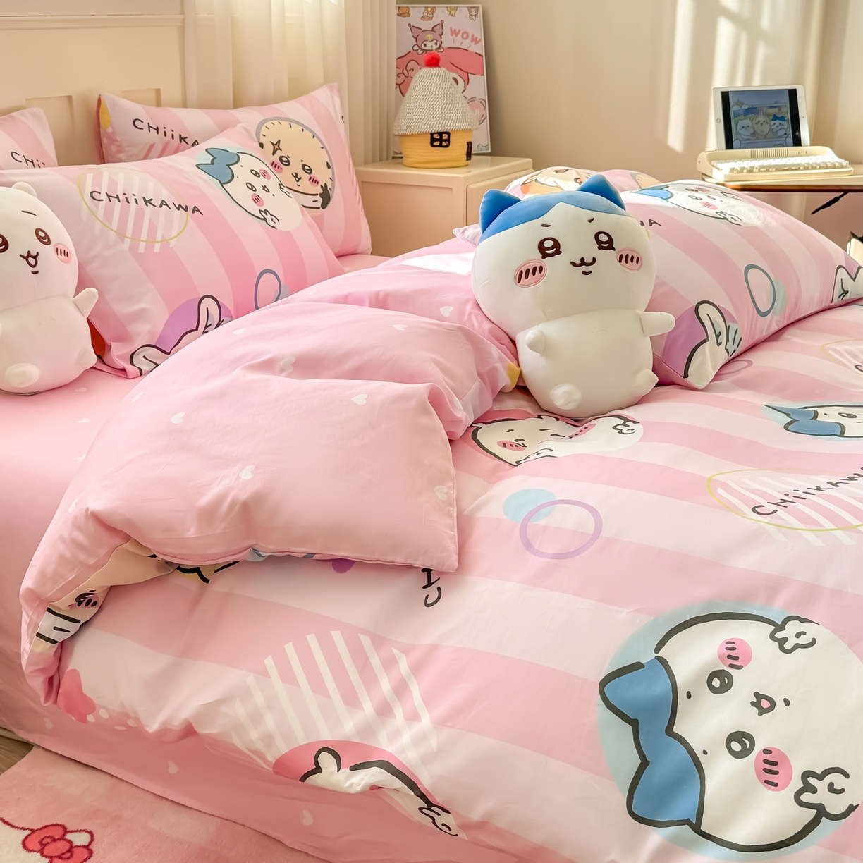 91家纺网 家纺一手货源 找家纺 博雅 2025新款吉伊卡哇正版授权全棉卡通印花四件套 家族吉伊卡哇