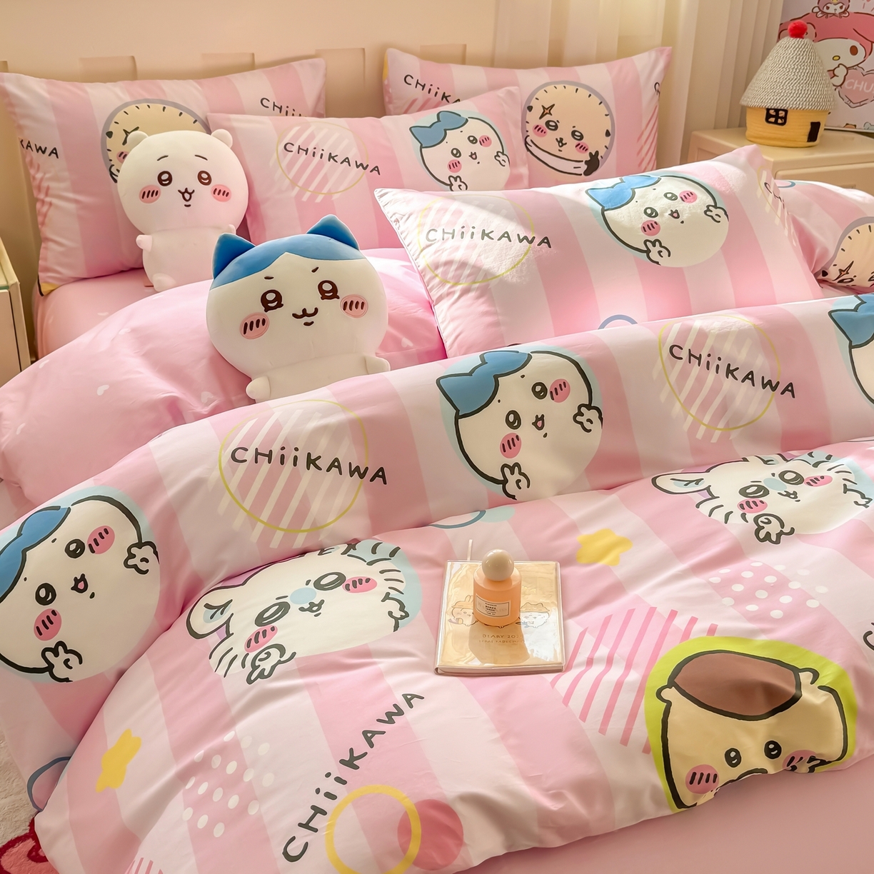 91家纺网 家纺一手货源 找家纺 博雅 2025新款吉伊卡哇正版授权全棉卡通印花四件套 家族吉伊卡哇