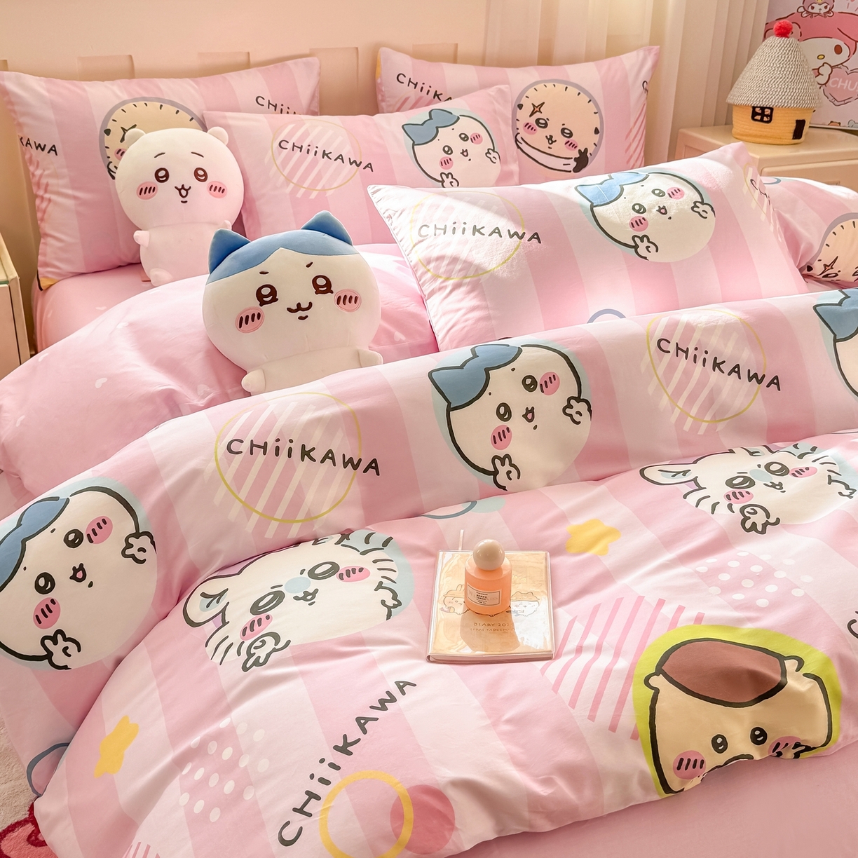 91家纺网 家纺一手货源 找家纺 博雅 2025新款吉伊卡哇正版授权全棉卡通印花四件套 家族吉伊卡哇