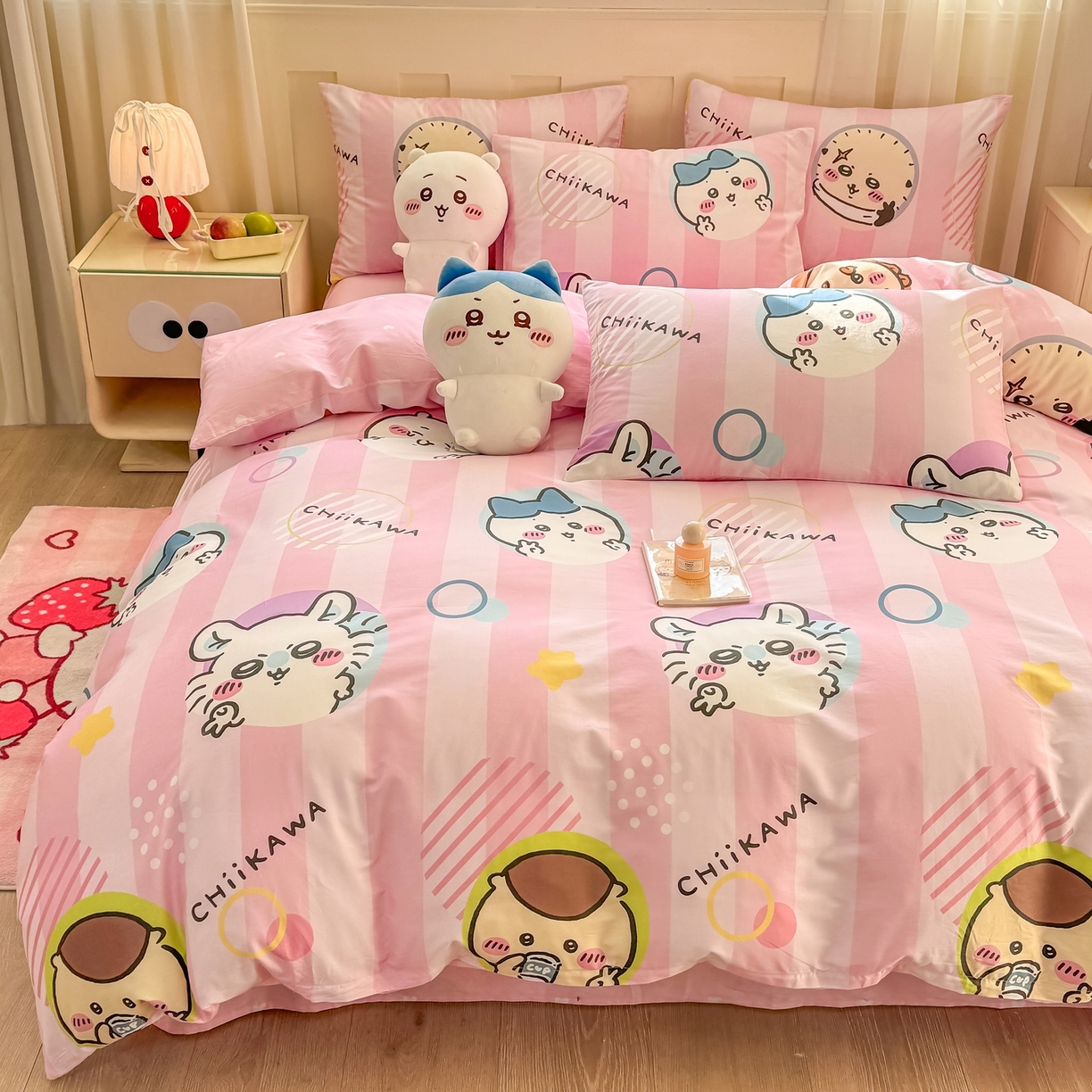 91家纺网 家纺一手货源 找家纺 博雅 2025新款吉伊卡哇正版授权全棉卡通印花四件套 家族吉伊卡哇