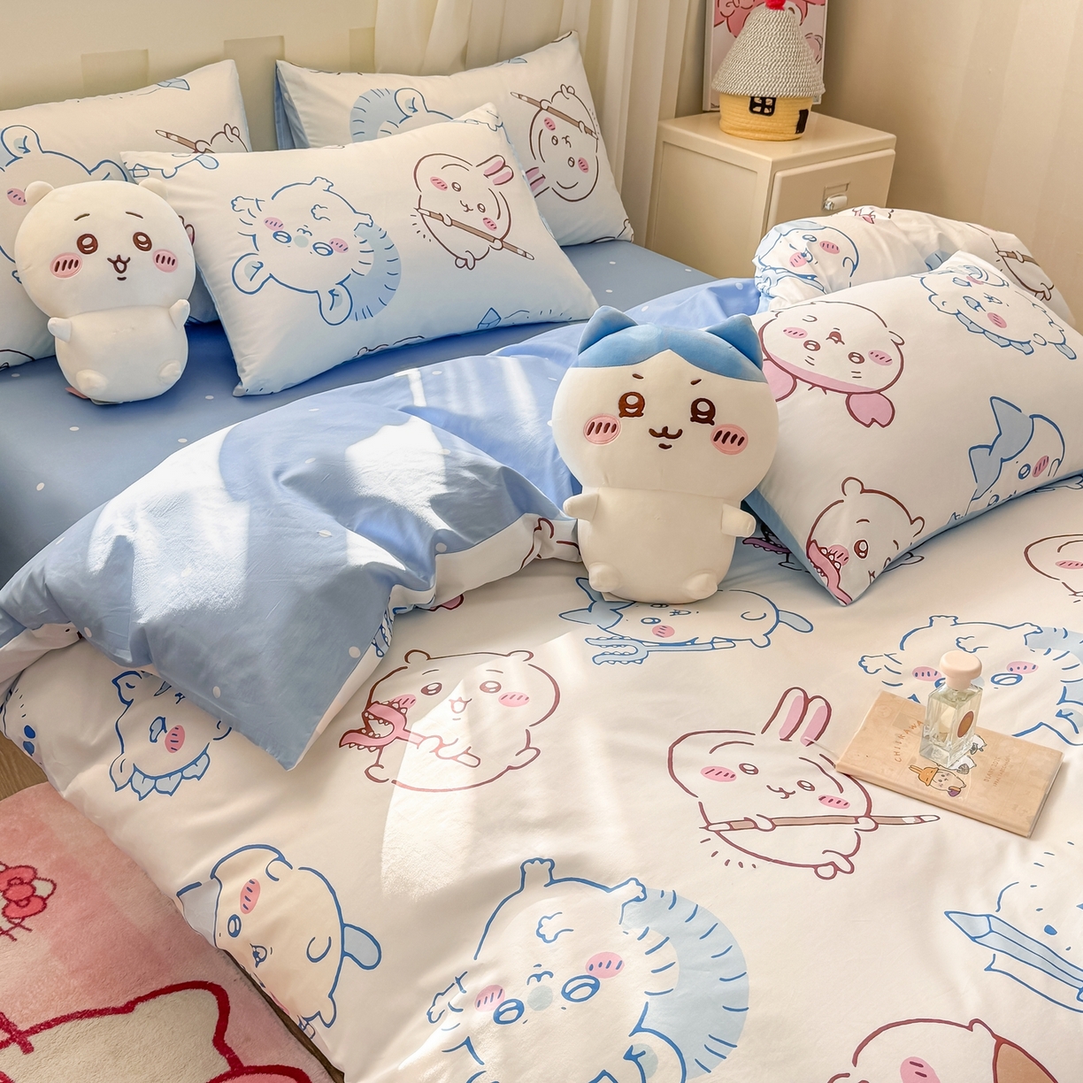 91家纺网 家纺一手货源 找家纺 博雅 2025新款吉伊卡哇正版授权全棉卡通印花四件套 白色吉伊卡哇