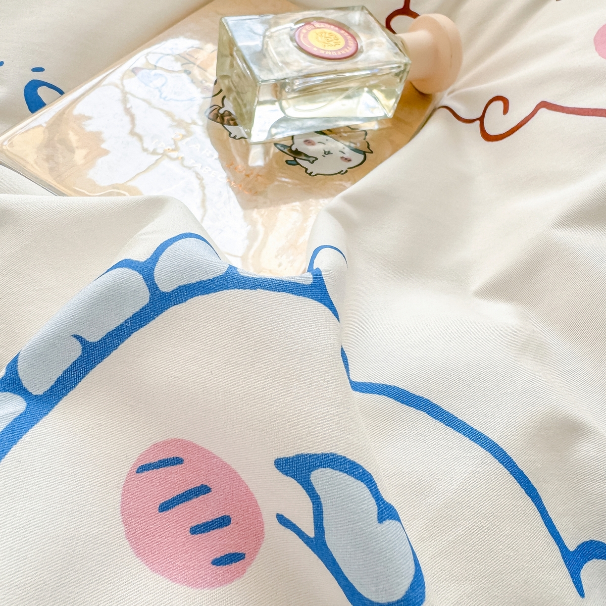 91家纺网 家纺一手货源 找家纺 博雅 2025新款吉伊卡哇正版授权全棉卡通印花四件套 白色吉伊卡哇