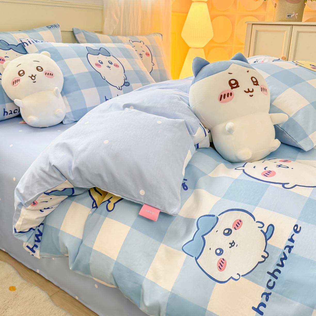 91家纺网 家纺一手货源 找家纺 博雅 2025新款吉伊卡哇正版授权全棉卡通印花四件套 蓝格吉伊卡哇