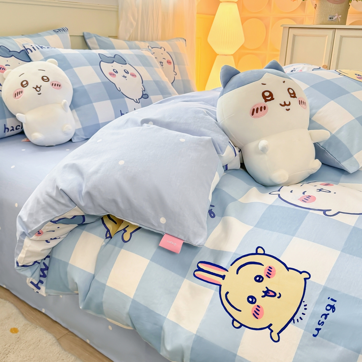 91家纺网 家纺一手货源 找家纺 博雅 2025新款吉伊卡哇正版授权全棉卡通印花四件套 蓝格吉伊卡哇