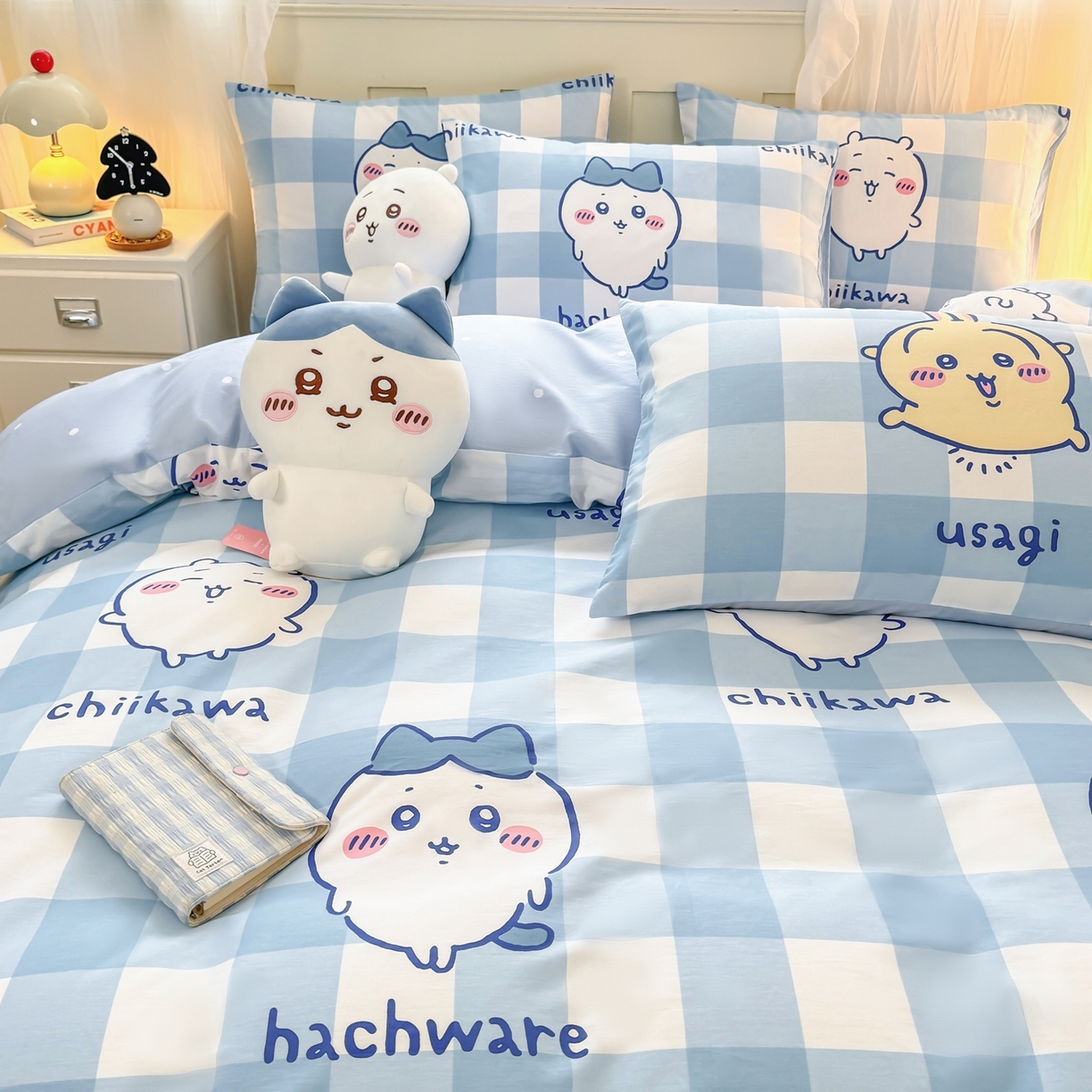 91家纺网 家纺一手货源 找家纺 博雅 2025新款吉伊卡哇正版授权全棉卡通印花四件套 蓝格吉伊卡哇